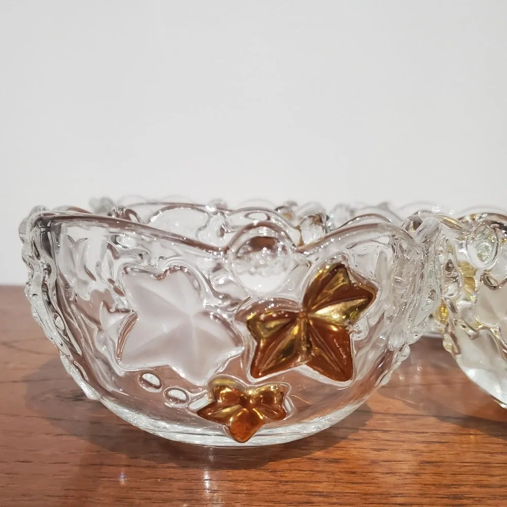 Mikasa Crystal Parisian‎ GOLDEN IVY Fruit Dessert Bowls - set of 4